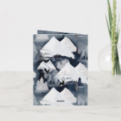 Blauwe Winterse Rustieke Vouwbare Kerstkaart Feestdagen Kaart (Achterkant)