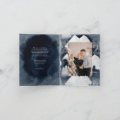 Blauwe Winterse Rustieke Vouwbare Kerstkaart Feestdagen Kaart (Binnen)