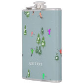 Blauwe winterskiërs Skipatroon Heupfles (Links)