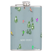 Blauwe winterskiërs Skipatroon Heupfles (Voorkant)