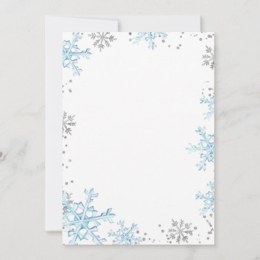 Blauwe wintersneeuw veel plezier eerste verjaardag kaart (Achterkant)