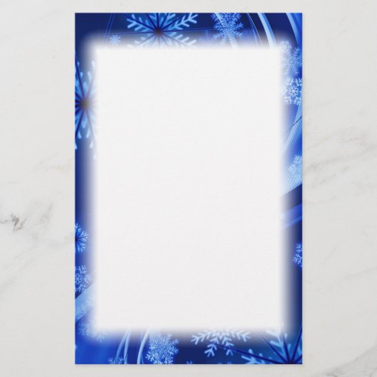 Blauwe wintersneeuwkerst briefpapier (Voorkant)