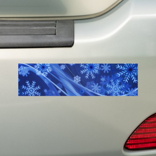 Blauwe wintersneeuwkerst bumpersticker (Op auto)