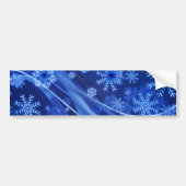 Blauwe wintersneeuwkerst bumpersticker (Voorkant)