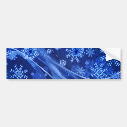Blauwe wintersneeuwkerst bumpersticker (Voorkant)