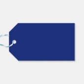 Blauwe wintersneeuwkerst cadeaulabel (Achterkant Horizontaal)