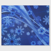 Blauwe wintersneeuwkerst cadeaupapier (Vlak)