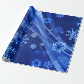 Blauwe wintersneeuwkerst cadeaupapier (Uitgerold)