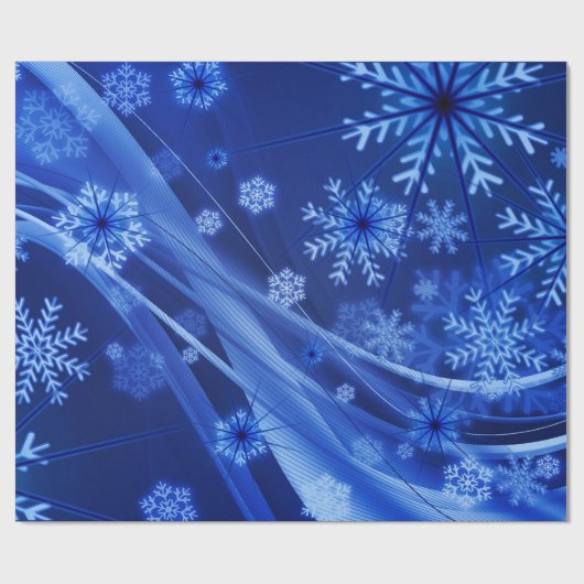 Blauwe wintersneeuwkerst cadeaupapier (Vlak)