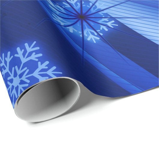 Blauwe wintersneeuwkerst cadeaupapier (Rol Hoek)