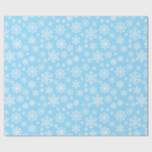 Blauwe wintersneeuwkerst cadeaupapier (Vlak)