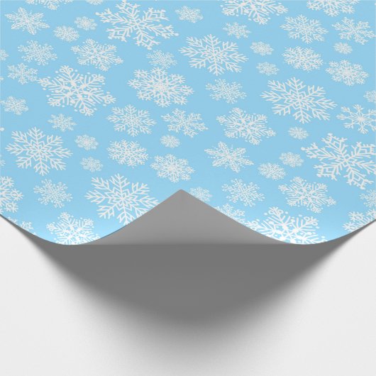 Blauwe wintersneeuwkerst cadeaupapier (Hoek)