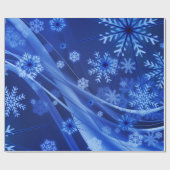 Blauwe wintersneeuwkerst cadeaupapier (Vlak)