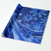 Blauwe wintersneeuwkerst cadeaupapier (Uitgerold)