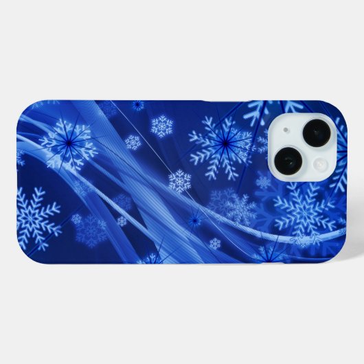 Blauwe wintersneeuwkerst Case-Mate iPhone case (Achterkant (horizontaal))