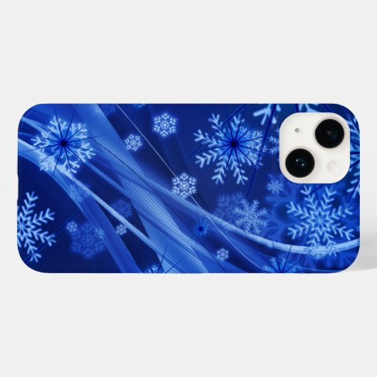 Blauwe wintersneeuwkerst Case-Mate iPhone case (Achterkant (horizontaal))