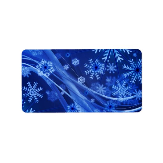 Blauwe wintersneeuwkerst etiket (Voorkant)