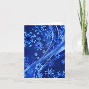 Blauwe wintersneeuwkerst feestdagen kaart