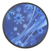 Blauwe wintersneeuwkerst hockey puck (Voorkant)