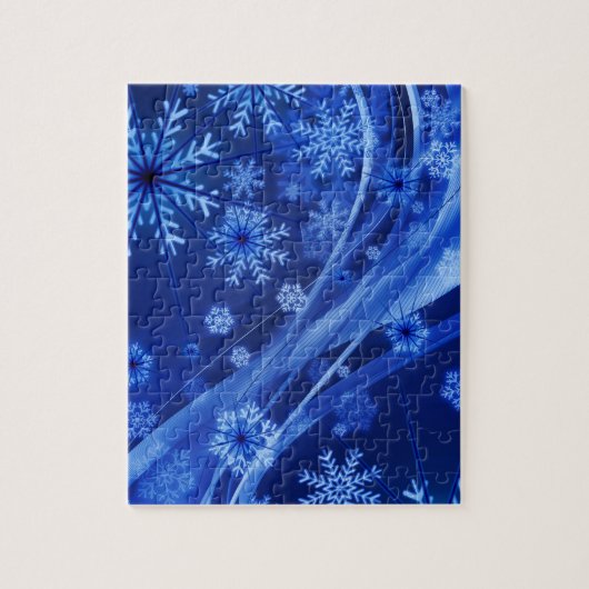 Blauwe wintersneeuwkerst legpuzzel (Verticaal)