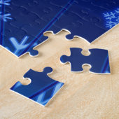 Blauwe wintersneeuwkerst legpuzzel (Zijkant)