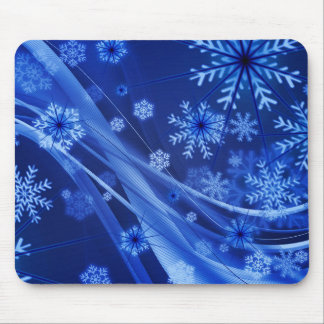 Blauwe wintersneeuwkerst muismat