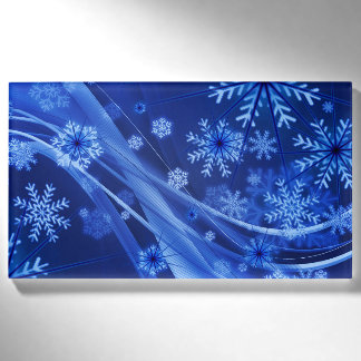 Blauwe wintersneeuwkerst naambadge