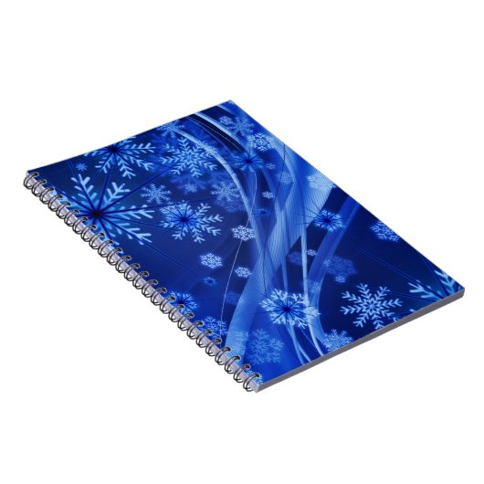 Blauwe wintersneeuwkerst notitieboek (Rechterzijde)