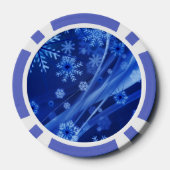 Blauwe wintersneeuwkerst poker chips (Achterkant)