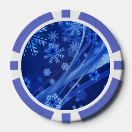 Blauwe wintersneeuwkerst pokerchips