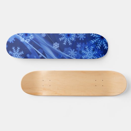 Blauwe wintersneeuwkerst skateboard (Horizontaal)