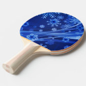 Blauwe wintersneeuwkerst tafeltennisbatje (Voorkant Gekanteld)