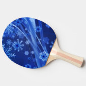 Blauwe wintersneeuwkerst tafeltennisbatje (Zijkant)
