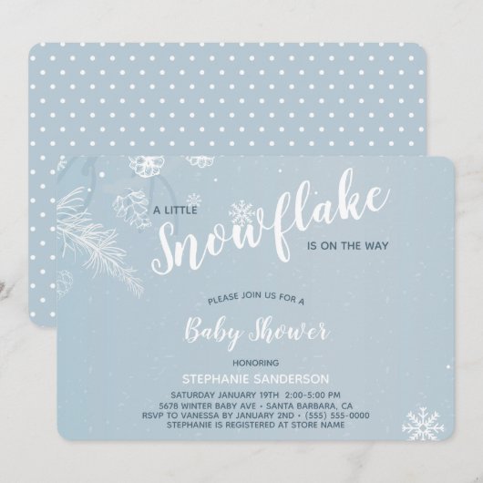 Blauwe wintersneeuwvlok Baby shower voor jongens Kaart (Voorkant / Achterkant)