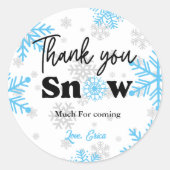 Blauwe wintersneeuwvlok dank u Baby shower Ronde Sticker (Voorkant)