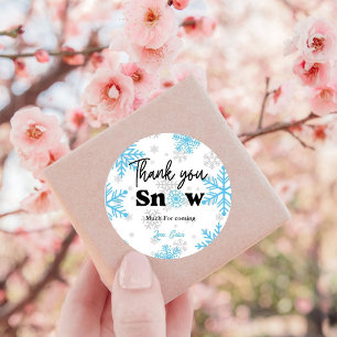 Blauwe wintersneeuwvlok dank u Baby shower Ronde Sticker