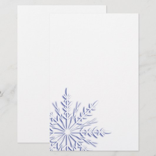 Blauwe wintersneeuwvlok op wit briefpapier (Voorkant / Achterkant)