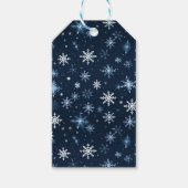Blauwe wintersneeuwvlokken cadeaulabel (Voorkant)