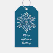 Blauwe wintersneeuwvlokken cadeaulabel (Voorkant)