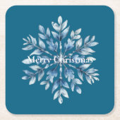 Blauwe wintersneeuwvlokken kartonnen onderzetters (Voorkant)