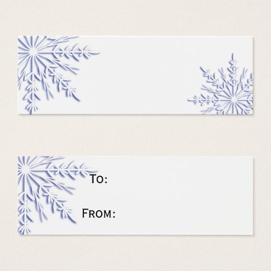 Blauwe wintersneeuwvlokken op witte Labels Mini Visitekaartjes (Voorkant /achterkant)