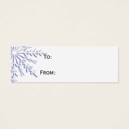 Blauwe wintersneeuwvlokken op witte Labels Mini Visitekaartjes (Achterkant)