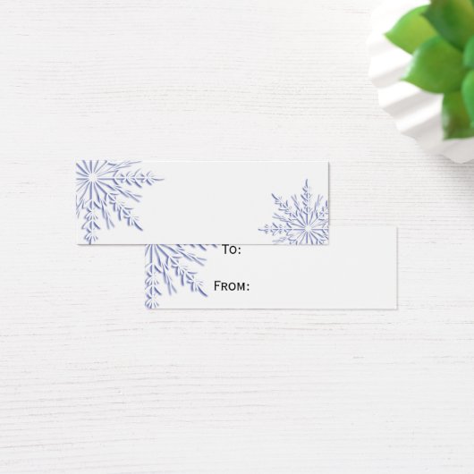 Blauwe wintersneeuwvlokken op witte Labels Mini Visitekaartjes (Bureau)