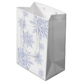 Blauwe wintersneeuwvlokken Prettige feestdagen Medium Cadeauzakje (Achterkant Gekanteld)