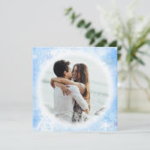 Blauwe wintersneeuwvlokken Sla de datumfoto op Kaart (Staand voorkant)