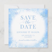 Blauwe wintersneeuwvlokken Sla de datumfoto op Kaart (Achterkant)