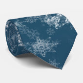 Blauwe wintersneeuwvlokken stropdas (Opgerold)