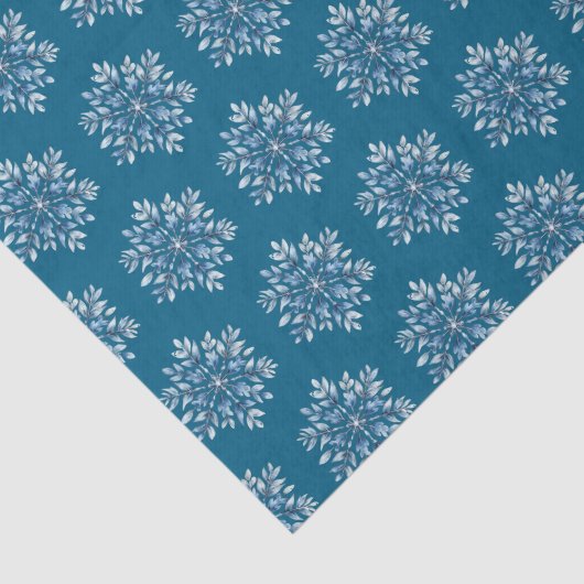 Blauwe wintersneeuwvlokken tissuepapier (Detail)