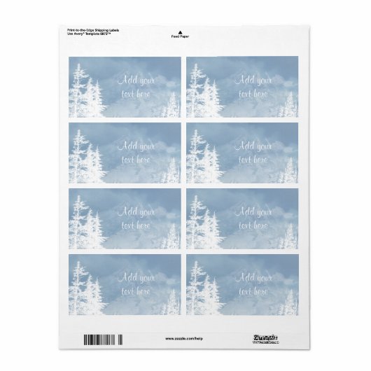 Blauwe wintersneeuwvlokken Winterblauwe Adresetike Etiket (Full Sheet)