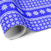 Blauwe  Wintersnowflakes Kerstmis Cadeaupapier (Rol Hoek)